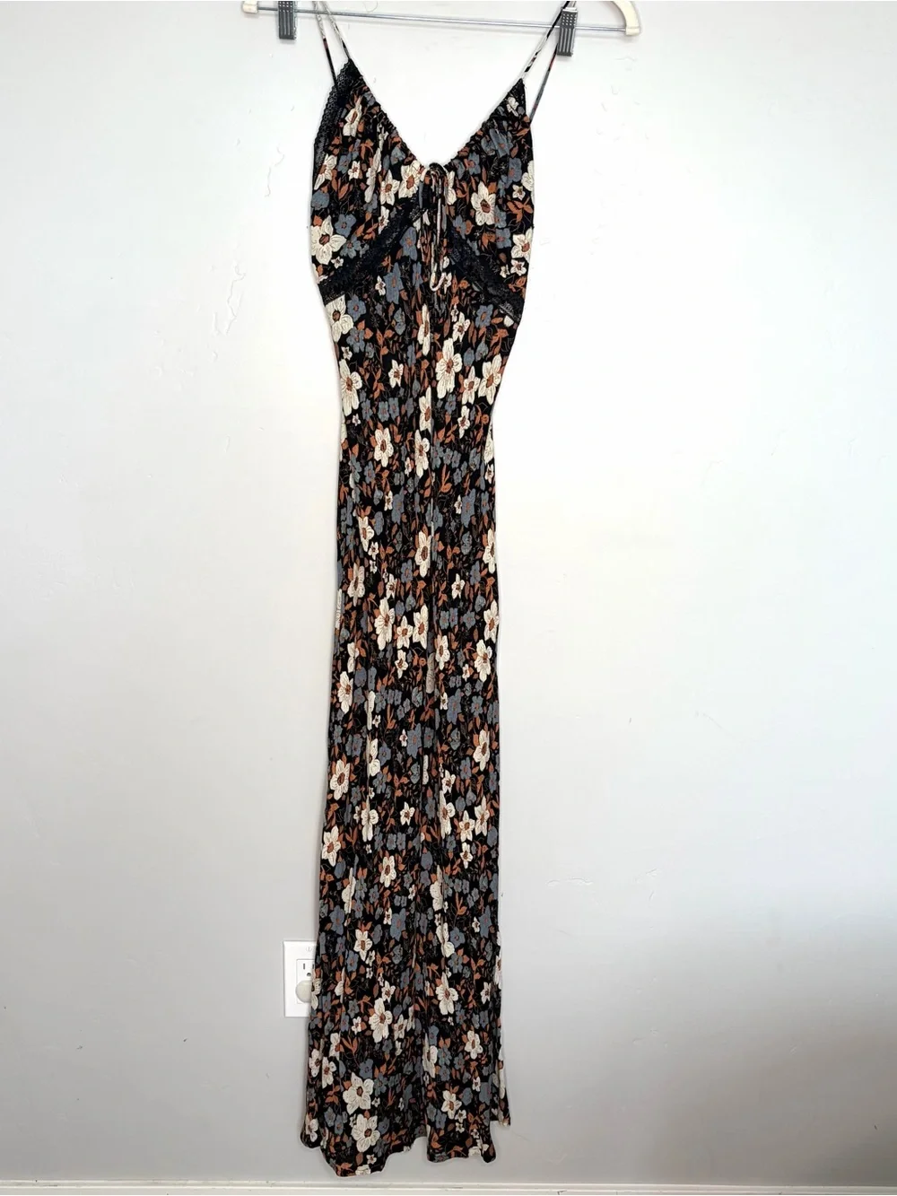 Free People All I Wanted Slip Maxi Dress Ditsy Floral Print XS Natural Boho